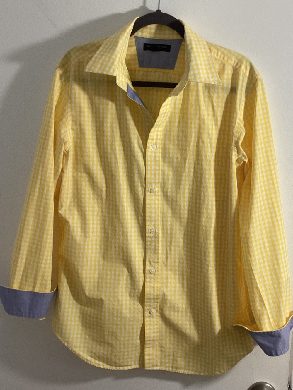 BANANA REPUBLIC MEN'S SIZE M SOFT WASH SHIRT LONG SLEEVE YELLOW WHITE  CHECKERED
